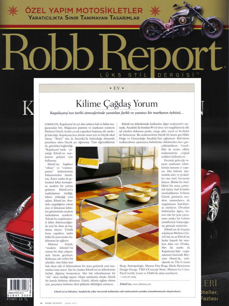 Dhoku luxury rugs featured in Robb Report high-end design feature