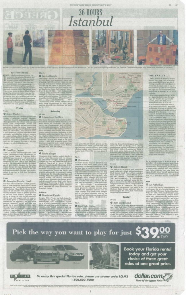 Dhoku rugs featured in NewYork Times newspaper showcasing Turkish carpet craftsmanship