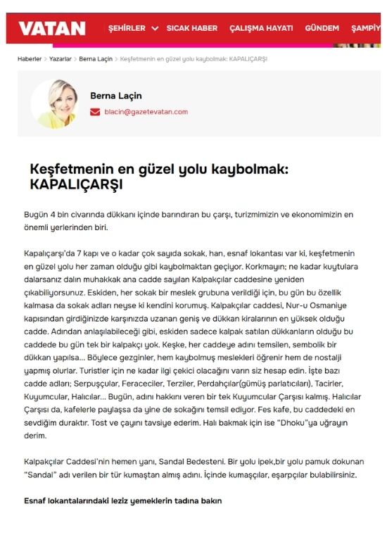 Dhoku halıları Vatan gazetesinde İstanbul yaşamı ve tasarım üzerine haberde yer aldı