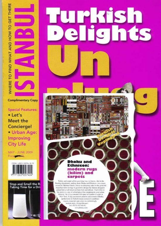 Dhoku handmade rugs featured in Turkish design and culture guide
