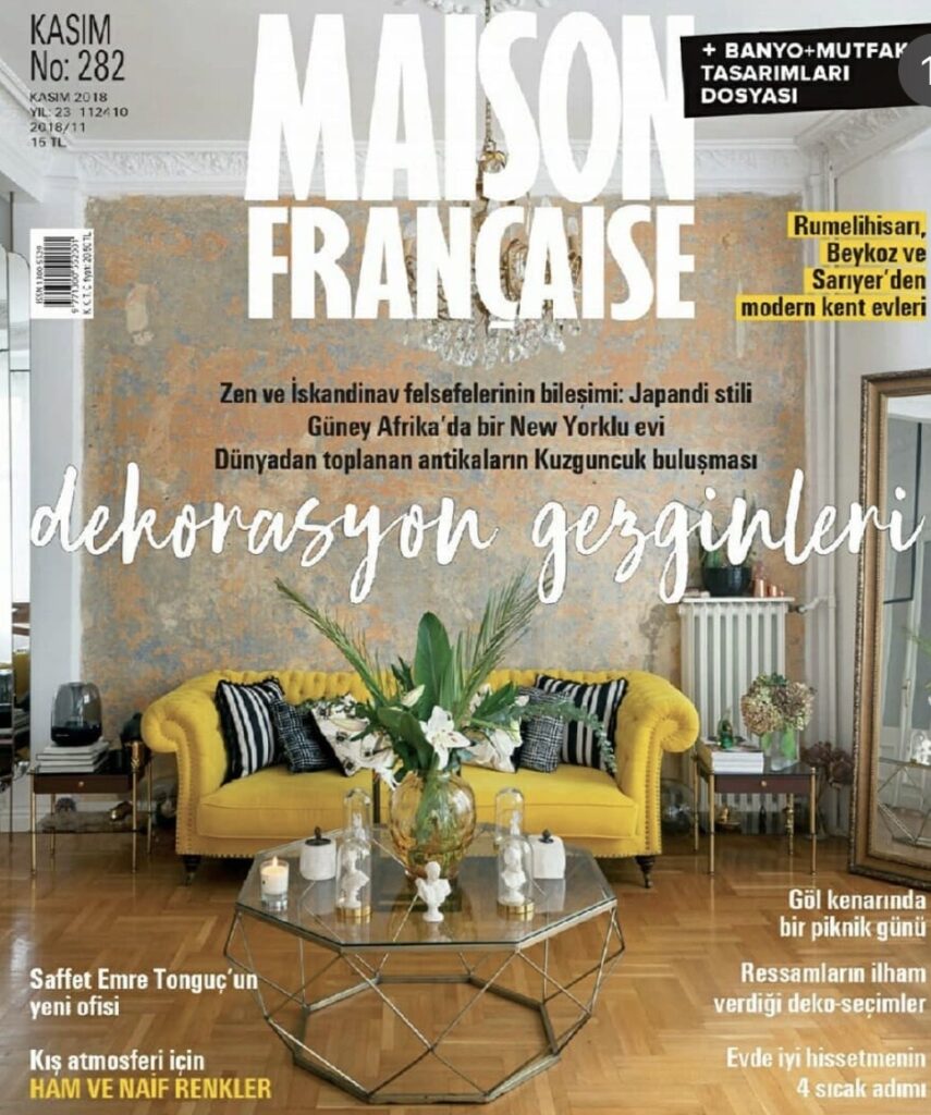 Dhoku rugs featured in Maison Française magazine highlighting interior styling
