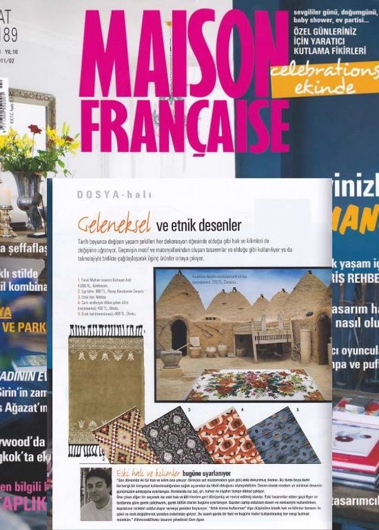 Dhoku handmade carpets featured in Maison Française interior design magazine