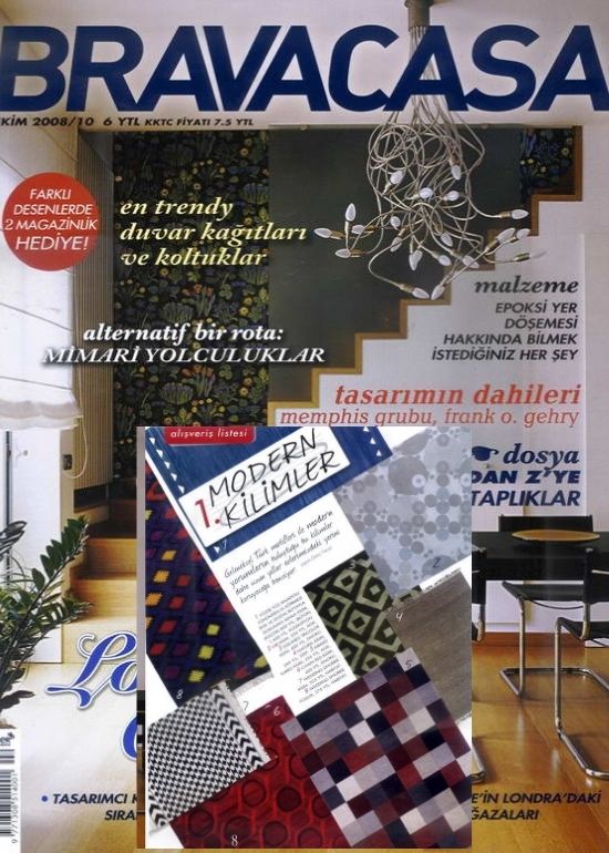 Dhoku rugs featured in Bravacasa magazine highlighting interior design trends