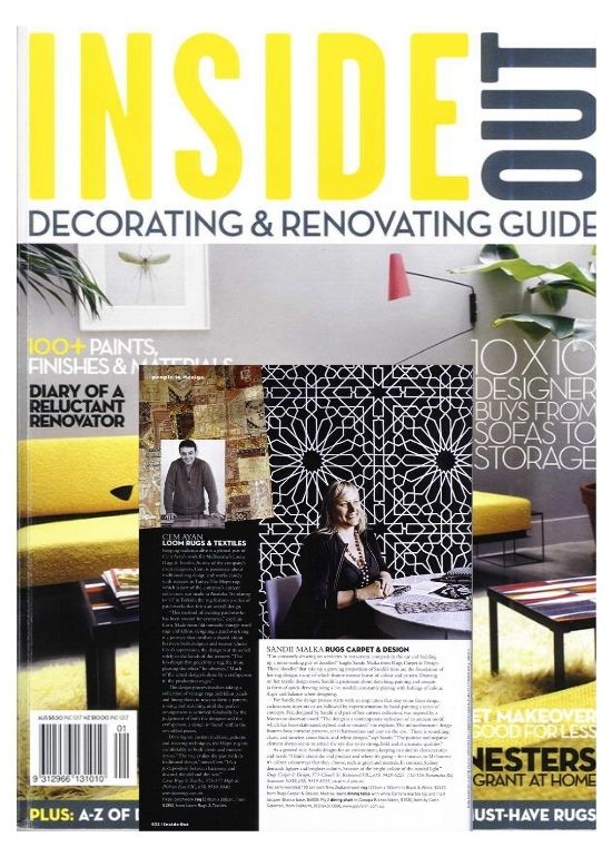 Dhoku rugs featured in Inside Out decorating and renovating design magazine