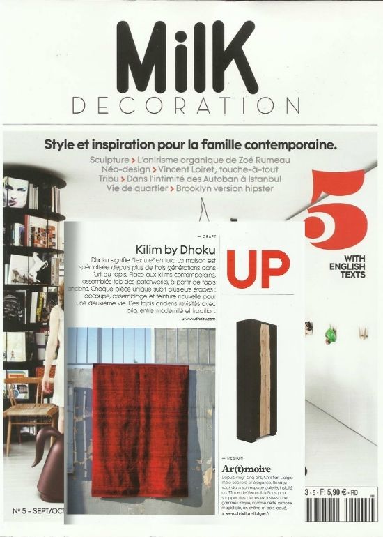 Dhoku handmade rugs featured in Milk Decoration magazine highlighting contemporary living