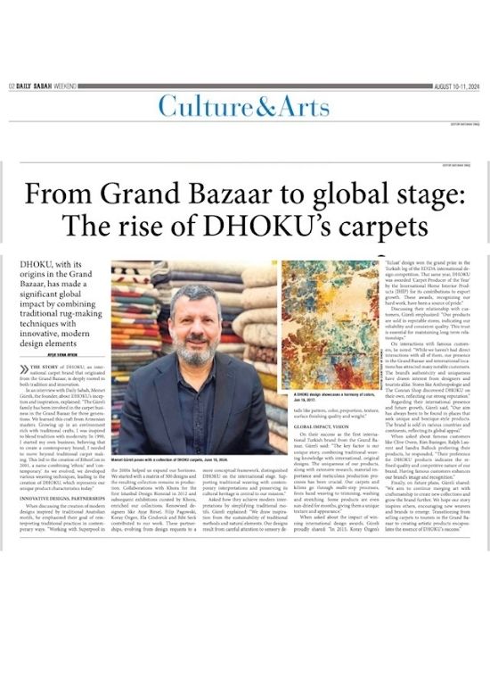 Dhoku rugs featured in cultural arts publication about Turkish carpet design